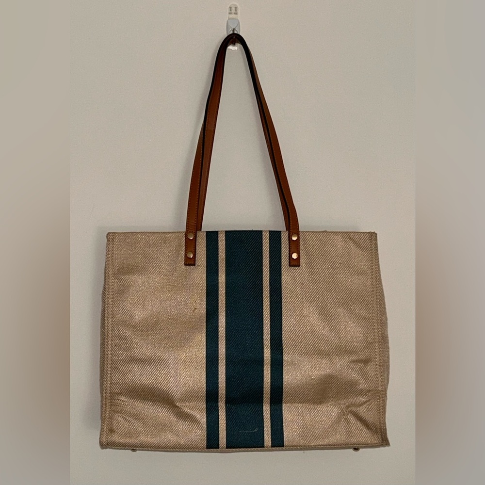Elegant Beige & Green 12 in x 17 in Laptop Bag